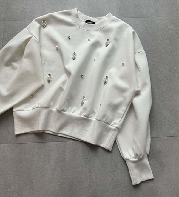 RANAN（ラナン）の「ビジュー使いボリューム袖プルオーバー（カットソー）」｜詳細画像