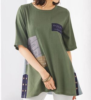 BELLUNA（ベルーナ）の「パッチワークデザイン刺しゅう使いチュニック（チュニック）」｜詳細画像