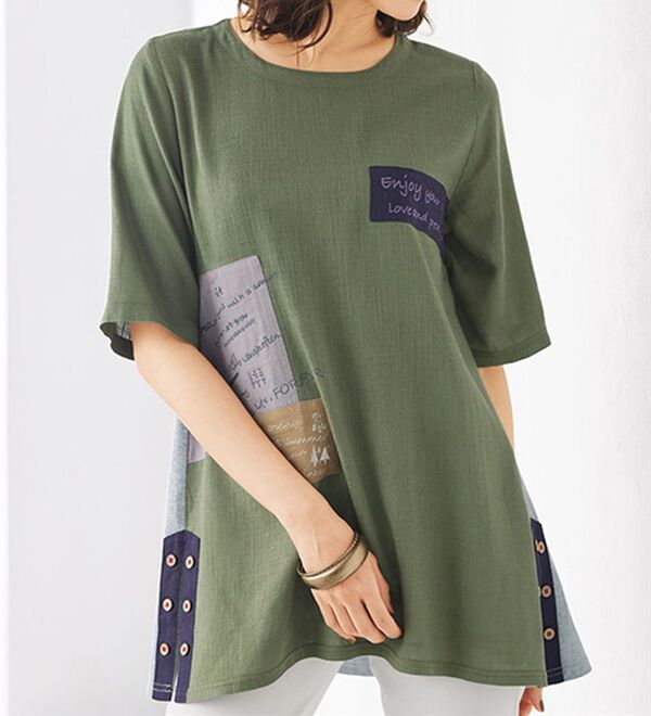 BELLUNA（ベルーナ）の「パッチワークデザイン刺しゅう使いチュニック（チュニック）」｜詳細画像