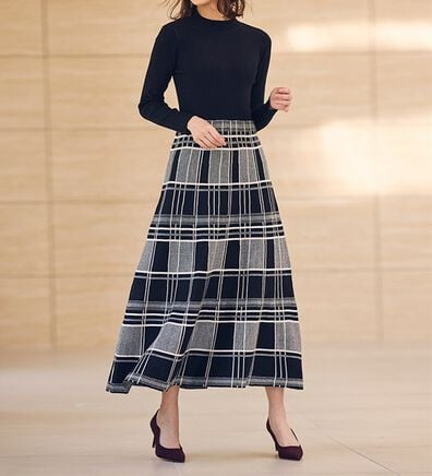 RANAN（ラナン）の「チェックジャカードニットワンピース（ニットワンピース）」