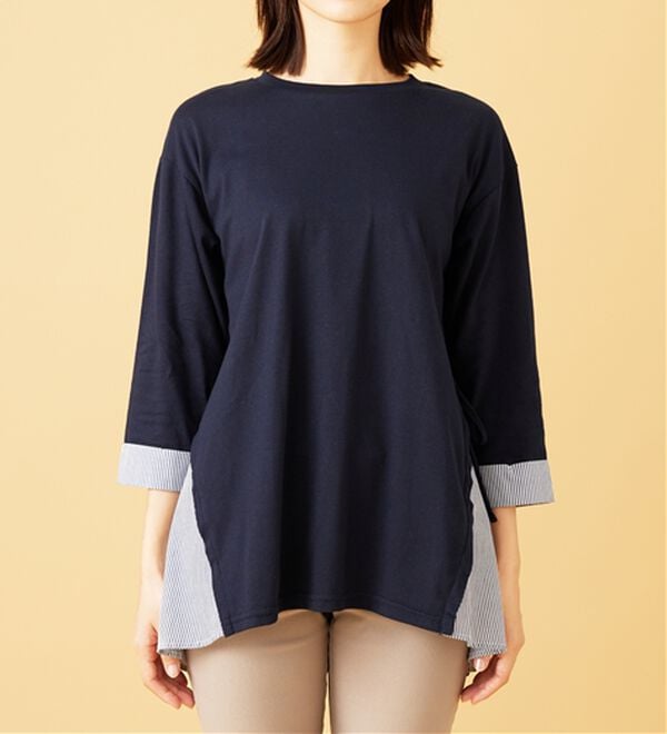 BELLUNA（ベルーナ）の「サイドリボンデザイン異素材切替チュニック（チュニック）」｜詳細画像