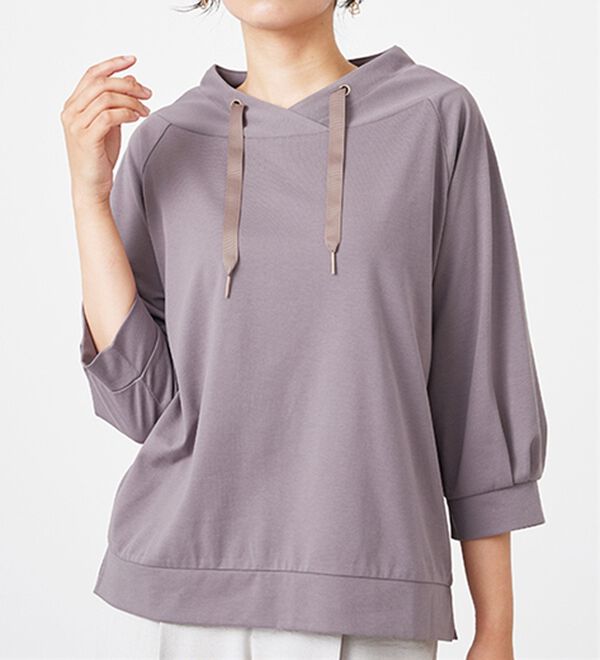 BELLUNA（ベルーナ）の「ヒンヤリ綿混ワイドネックプルオーバー（カットソー）」｜詳細画像