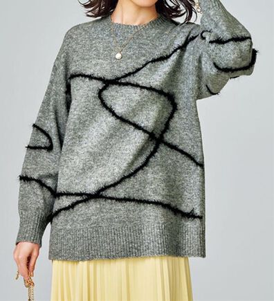 BELLUNA（ベルーナ）の「線描きジャカードニットプルオーバー（ニット・セーター）」