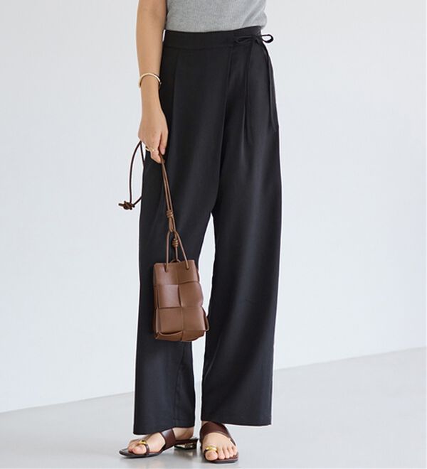 alotta（アロッタ）の「ラップリボンスラックス（フルレングスパンツ）」｜ブラック