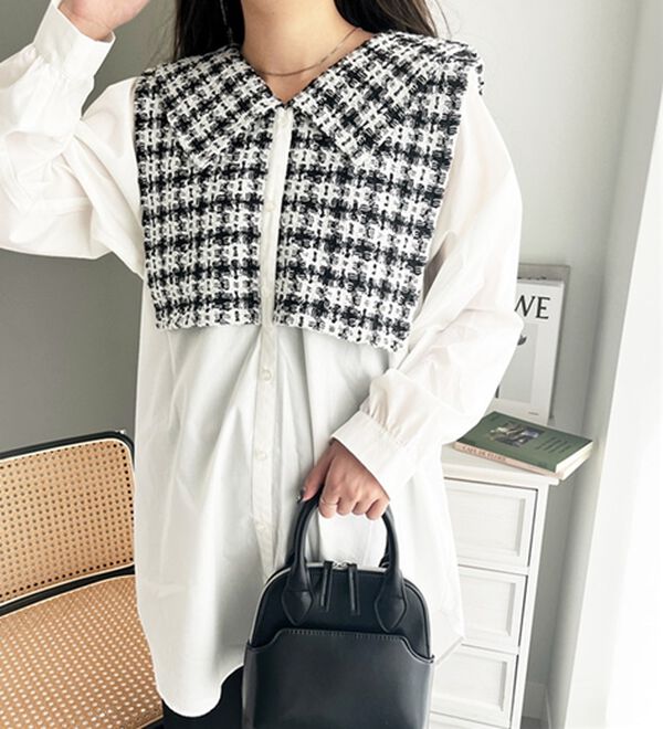 GeeRA（ジーラ）の「ツイード切替ブラウス（ブラウス）」｜チェック柄