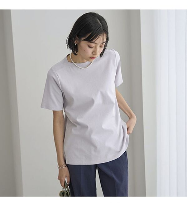 BELLUNA（ベルーナ）の「艶やか綿１００％シンプルプルオーバー（カットソー）」｜詳細画像