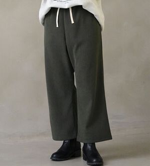 A HAPPY MARILYN（アハッピーマリリン）の「【選べる丈】裏フリースで家でも外でもあったか ふっくら コーデュロイ イージー ワイドパンツ（ワイドパンツ・ガウチョ）」｜カーキ