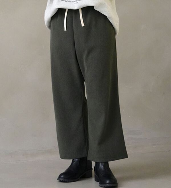 A HAPPY MARILYN（アハッピーマリリン）の「【選べる丈】裏フリースで家でも外でもあったか ふっくら コーデュロイ イージー ワイドパンツ（ワイドパンツ・ガウチョ）」｜カーキ