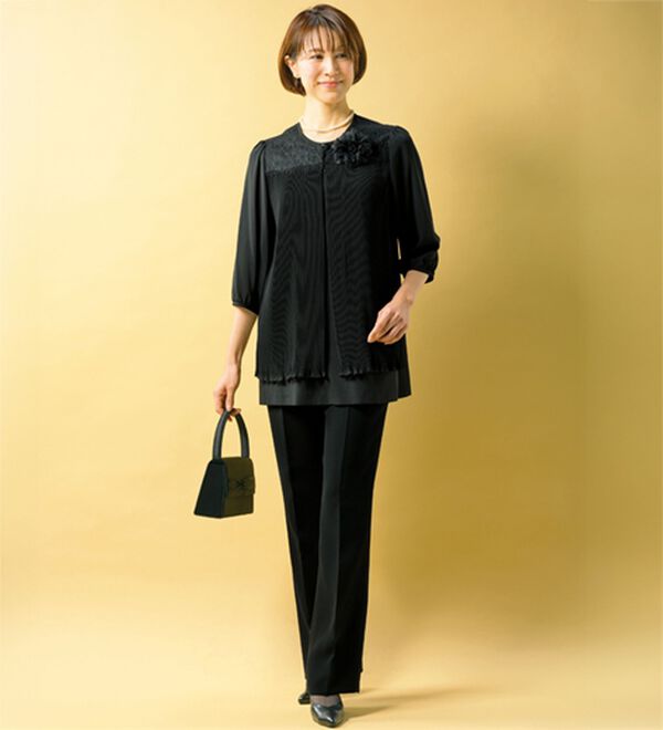 ルフラン（ルフラン）の「ウエスト楽らくパンツ（ブラックフォーマル（喪服・礼服））」｜詳細画像