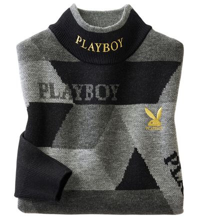 「＜プレイボーイ＞ジャカードハイネックセーター（メンズニット・セーター）」
