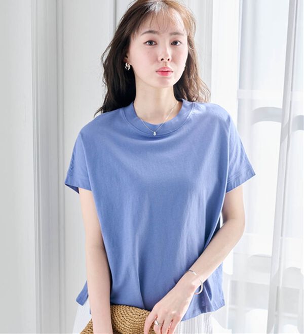 RANAN（ラナン）の「【選べる袖丈】ひんやり！＜BC＞綿100％プチハイネックＴシャツ（カットソー）」｜詳細画像