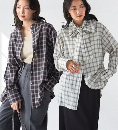 RANAN（ラナン）の「２ｗａｙボウタイチェックシャツ（シャツ）」