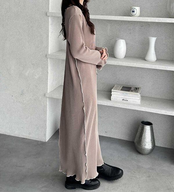 GeeRA（ジーラ）の「全骨格対応！配色プリーツワンピース（カットソーワンピース）」｜詳細画像