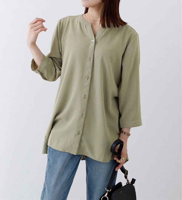 BELLUNA（ベルーナ）の「【新色追加】機能付！バックプリーツチュニック（チュニック）」｜ライトグリーン