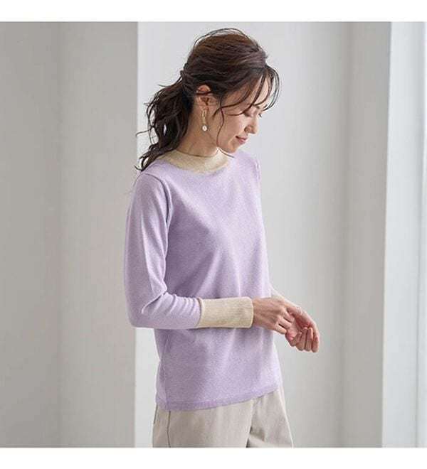 BELLUNA（ベルーナ）の「ラメ入り配色ニットプルオーバー（ニット・セーター）」｜詳細画像