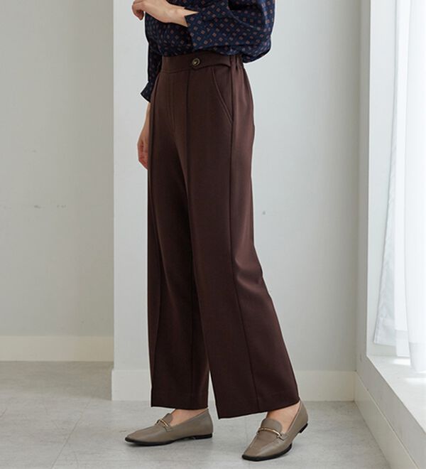 サマ見え（W）ストレッチ素材タブ使いワイドパンツ - ベルーナ【公式】