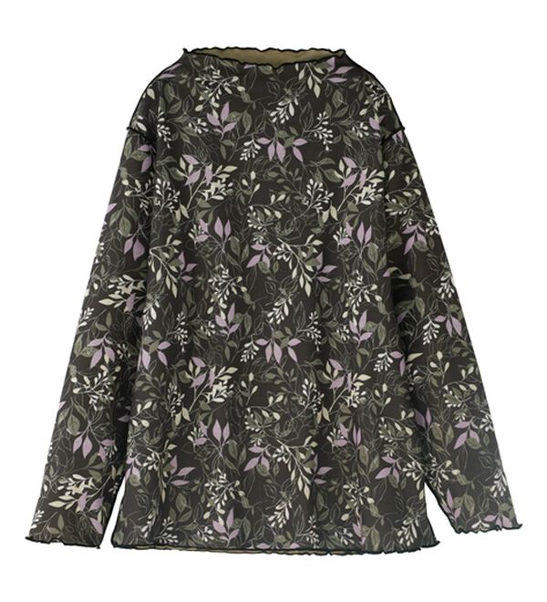 BELLUNA（ベルーナ）の「ふんわり柔らかメロー使い花柄プルオーバー（カットソー）」｜チャコール系