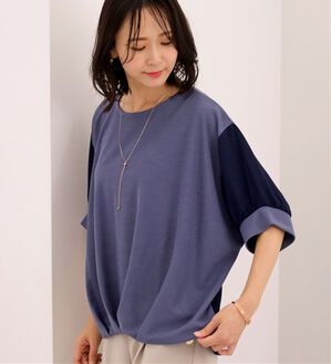 BELLUNA（ベルーナ）の「異素材使い裾タックプルオーバー（カットソー）」｜ブルーグレー