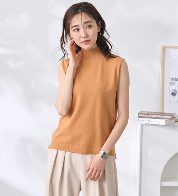 BELLUNA（ベルーナ）の「Ｔシャツが苦手な方に！ひんやり綿混ニットＴ【選べるデザイン】（ニット・セーター）」｜詳細画像