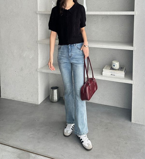 GeeRA（ジーラ）の「透かし編みポロ衿ニット（ニット・セーター）」｜詳細画像