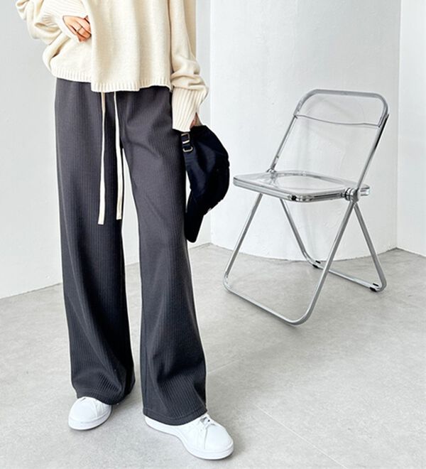 GeeRA（ジーラ）の「ふわふわあったか！裏起毛リブワイドパンツ（フルレングスパンツ）」｜詳細画像