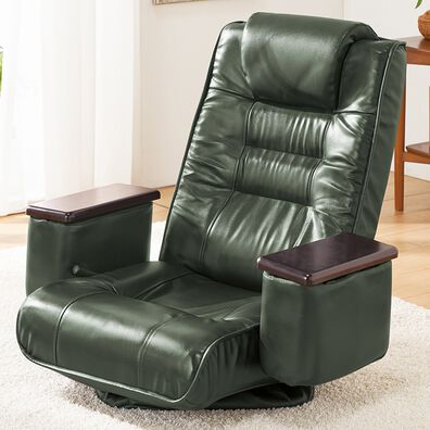 「木肘収納付リクライニング回転座椅子（座椅子）」