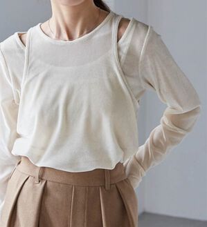 RANAN（ラナン）の「２ＷＡＹレイヤードシアーベロアトップス（カットソー）」｜アイボリー