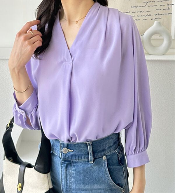 GeeRA（ジーラ）の「シルエットきれい！上品7分袖デザインブラウス（ブラウス）」｜詳細画像