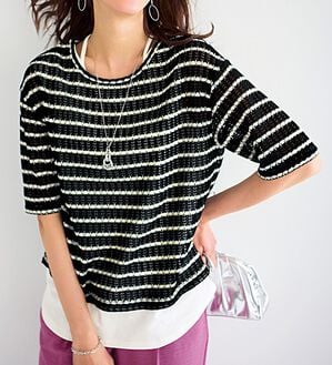 BELLUNA（ベルーナ）の「透かし編プルオーバーアンサンブル（アンサンブル）」｜詳細画像