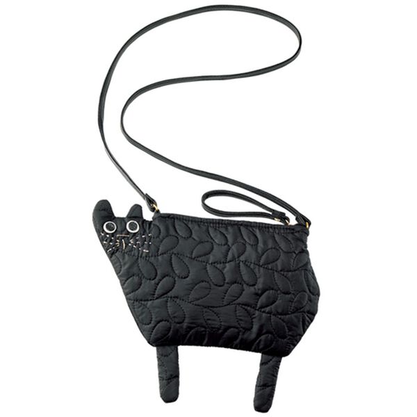 BELLUNA（ベルーナ）の「猫シルエットキルトポシェット（ハンドバッグ）」｜黒