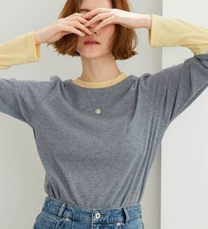 BELLUNA（ベルーナ）の「配色リブ素材クルーネックプルオーバー（カットソー）」｜詳細画像