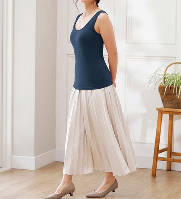 LAVIENNE（ラヴィエンヌ）の「【吸汗速乾】４０代からの綿混快適カップ付タンクトップ（ブラトップ・カップ付きインナー）」｜詳細画像