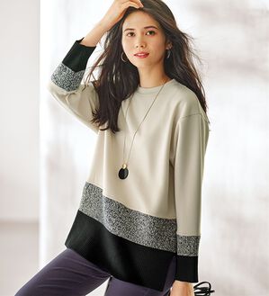 BELLUNA（ベルーナ）の「【Ｌａｇｒｉｌｕａ】とろみ素材ニット切替プルオーバー（カットソー）」｜トープ