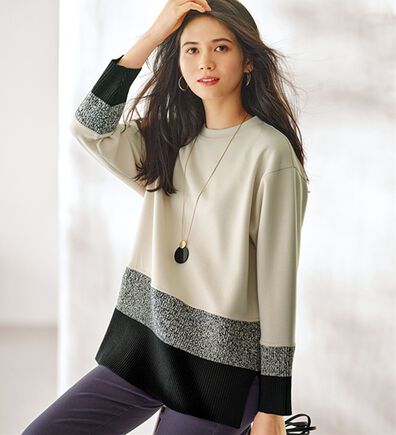 BELLUNA（ベルーナ）の「【Ｌａｇｒｉｌｕａ】とろみ素材ニット切替プルオーバー（カットソー）」