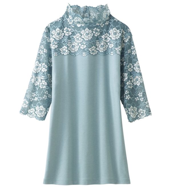 「【４色組】上品レースの汗取り付ハイネックインナー（肌着・インナーウェア）」｜詳細画像