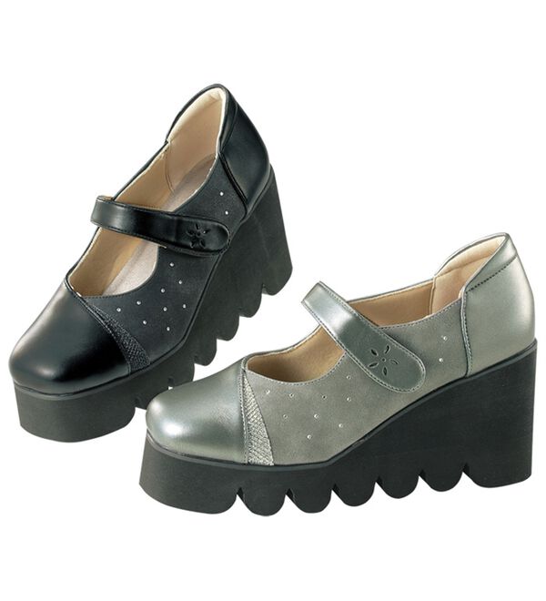 BELLUNA（ベルーナ）の「４Ｅ異素材使い甲ベルト付美脚シューズ（パンプス）」｜詳細画像