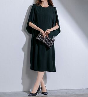 RANAN（ラナン）の「ひんやり！チューリップ袖フレアーワンピ－ス（ブラックフォーマル（喪服・礼服））」｜詳細画像