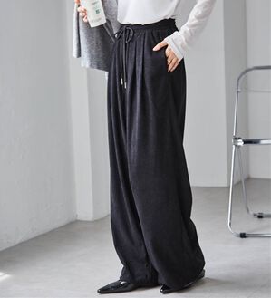 RANAN（ラナン）の「リブタックワイドイージーパンツ（その他パンツ）」｜ブラック