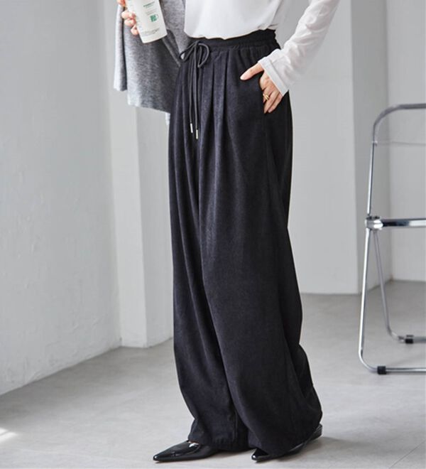 RANAN（ラナン）の「リブタックワイドイージーパンツ（その他パンツ）」｜ブラック