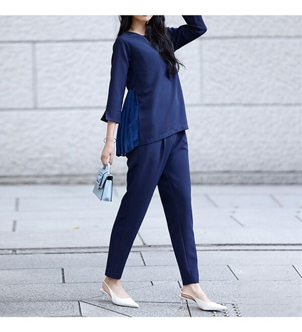 RANAN（ラナン）の「楽ちんキレイ見え！バックプリーツセットアップ（ブラウススーツ）」｜詳細画像