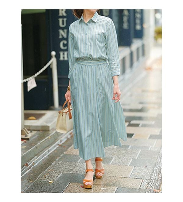 BELLUNA（ベルーナ）の「即コーデ完成！綿１００％ストライプ柄セットアップ（セットアップ）」｜詳細画像