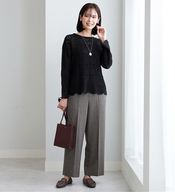 BELLUNA（ベルーナ）の「リボン柄透かし編ニットプルオーバー（ニット・セーター）」｜詳細画像