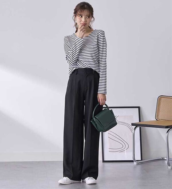 BELLUNA（ベルーナ）の「静電気防止加工！タックデザインワイドパンツ（ワイドパンツ・ガウチョ）」｜詳細画像