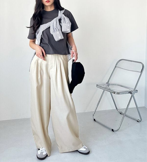 GeeRA（ジーラ）の「３タックワイドパンツ（フルレングスパンツ）」｜詳細画像