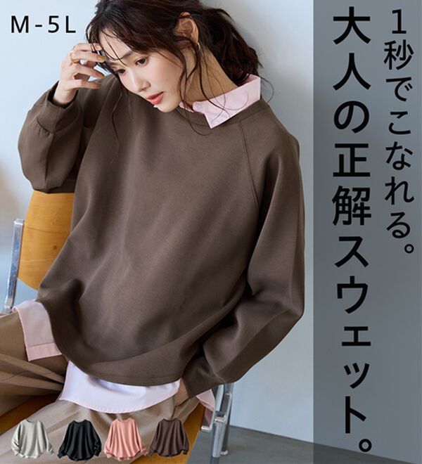 BELLUNA（ベルーナ）の「なめらかタッチ！もっちりん裾ラウンド短丈プルオーバー（カットソー）」｜詳細画像