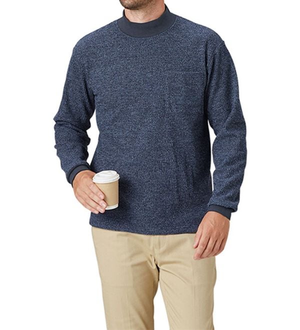 「＜コムルヴァン・オム＞この時期に嬉しい！裏起毛ワッフルハイネック（メンズカットソー）」｜詳細画像