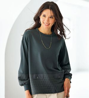 BELLUNA（ベルーナ）の「キルト切替スピンドル使いプルオーバー（カットソー）」｜チャコール