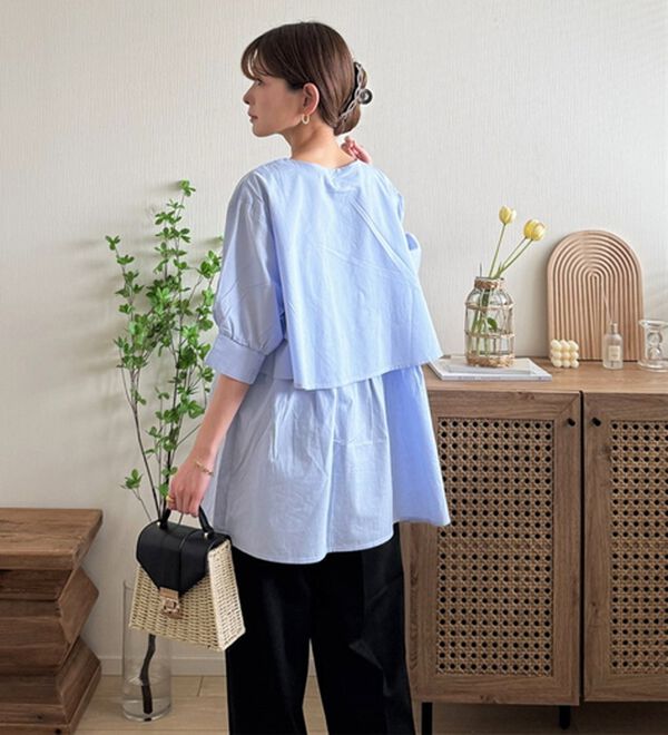 GeeRA（ジーラ）の「【華奢見え】羽織にもなる！ペプラムシャツチュニック（チュニック）」｜詳細画像