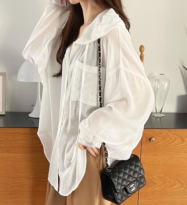 GeeRA（ジーラ）の「フード付きオーバーサイズシャツ（シャツ）」｜詳細画像