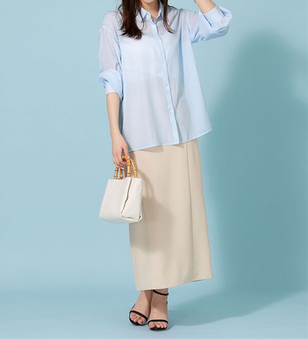 BELLUNA（ベルーナ）の「シアーストライプ素材ベーシックシャツ（シャツ）」｜詳細画像